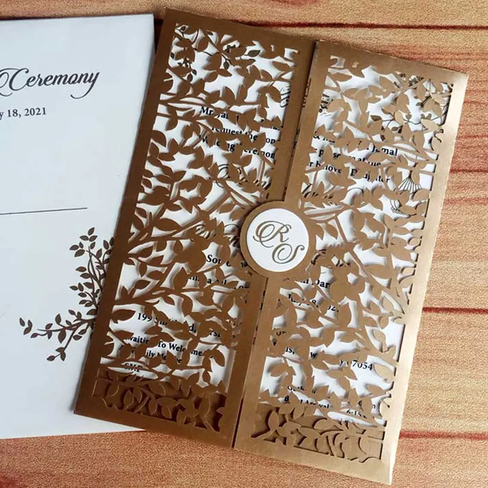 Gold Floral Laser Cut Card thumbnail 2