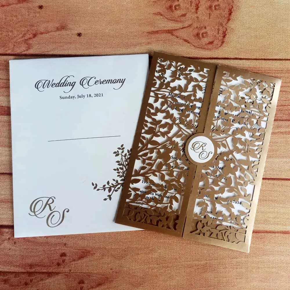 Gold Floral Laser Cut Card
