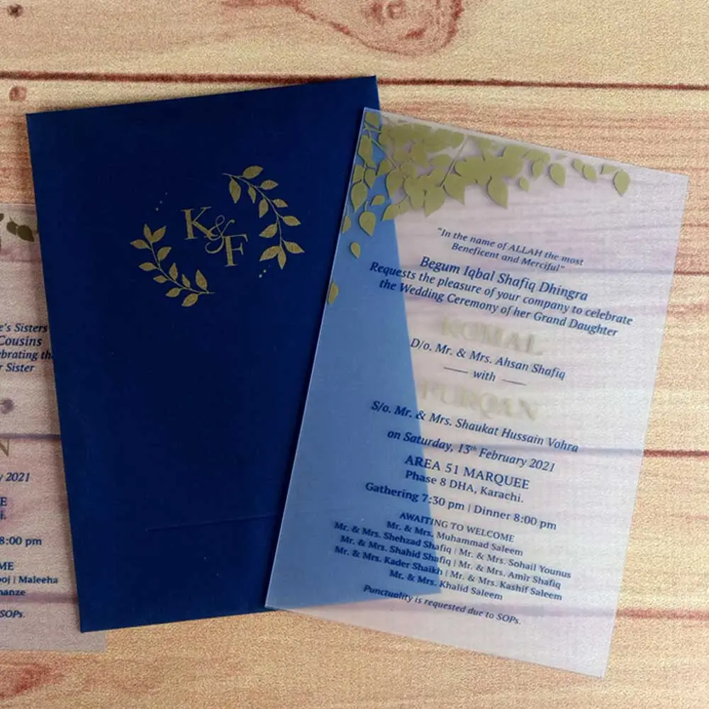 Gold Leaf PVC Card with Navy Envelope thumbnail 2