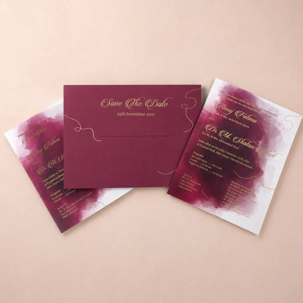 Maroon Save the Date Creative Card