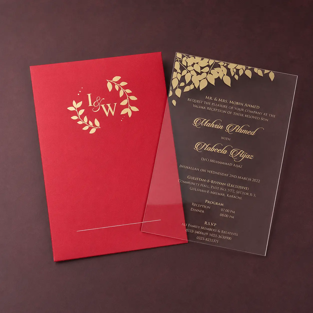 Transparent Acrylic Card with Red Envelope