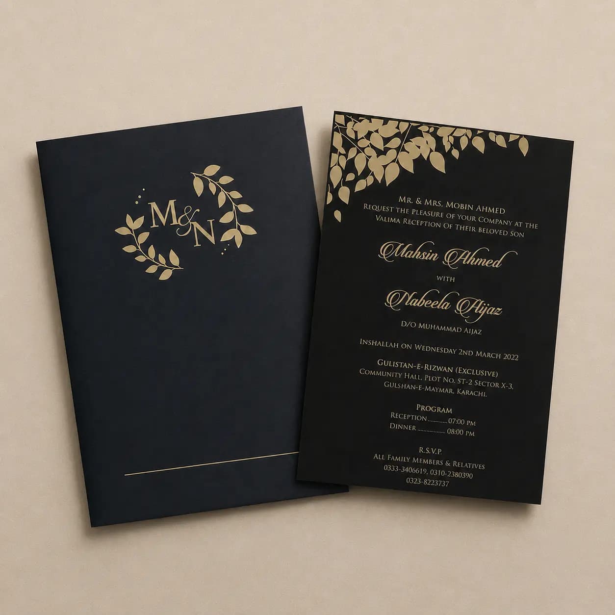 Black Acrylic Card with Black Envelope