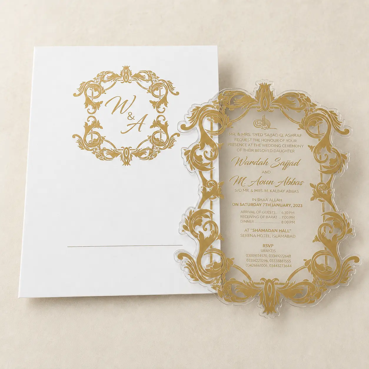 Ornate Gold Acrylic Card